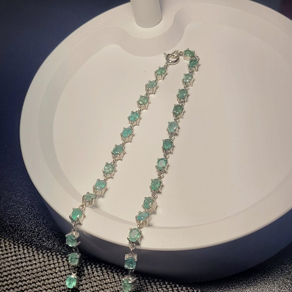 NFS Emerald Necklace 53 Natural Stones 12ct May Birthstone 20" Sterling - Picture 4 of 15